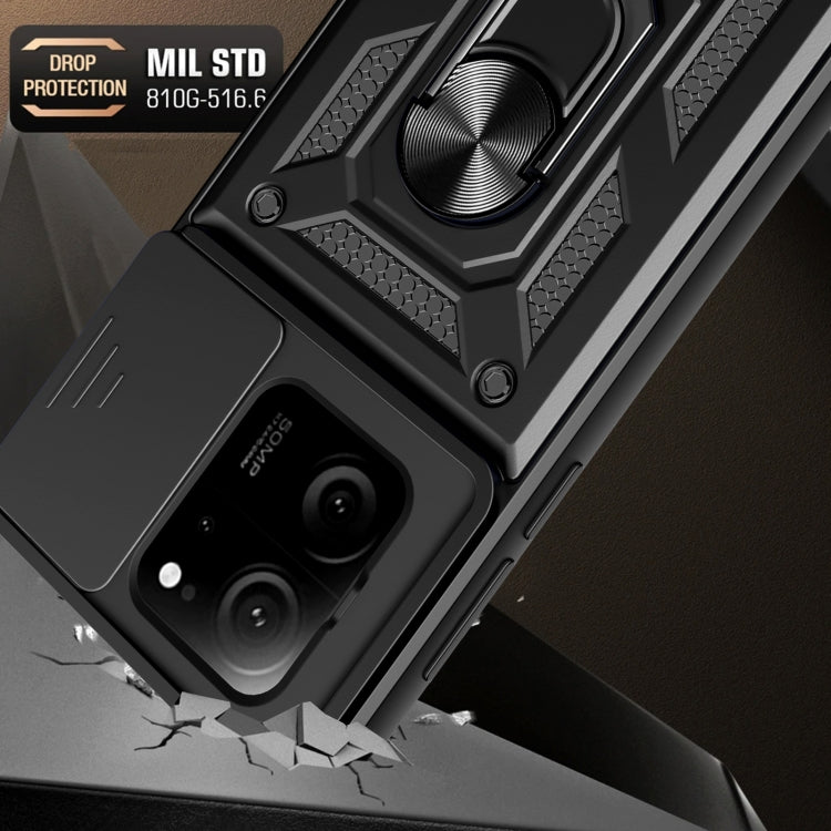 For Xiaomi 13T/13T Pro/Redmi K60 Ultra Sliding Camera Cover Design TPU Hybrid PC Phone Case(Black) - Redmi K60 Ultra Cases by PMC TechLife | Online Shopping South Africa | PMC TechLife | Buy Now Pay Later Mobicred