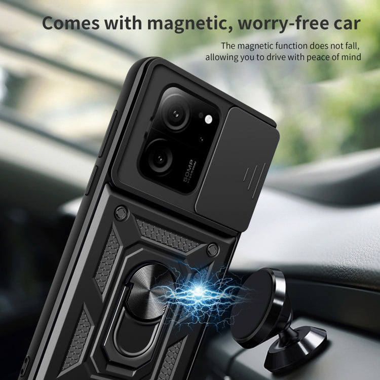 For Xiaomi 13T/13T Pro/Redmi K60 Ultra Sliding Camera Cover Design TPU Hybrid PC Phone Case(Black) - Redmi K60 Ultra Cases by PMC TechLife | Online Shopping South Africa | PMC TechLife | Buy Now Pay Later Mobicred