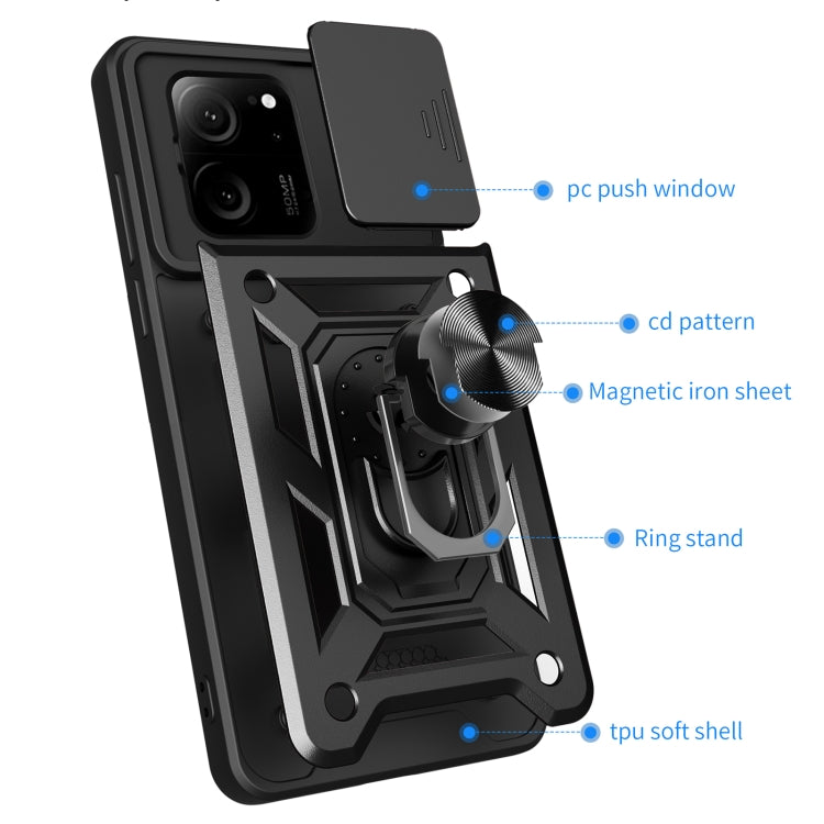 For Xiaomi 13T/13T Pro/Redmi K60 Ultra Sliding Camera Cover Design TPU Hybrid PC Phone Case(Red) - Redmi K60 Ultra Cases by PMC TechLife | Online Shopping South Africa | PMC TechLife | Buy Now Pay Later Mobicred