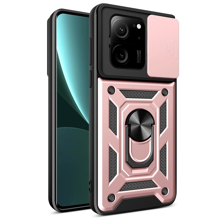 For Xiaomi 13T/13T Pro/Redmi K60 Ultra Sliding Camera Cover Design TPU Hybrid PC Phone Case(Rose Gold) - Redmi K60 Ultra Cases by PMC TechLife | Online Shopping South Africa | PMC TechLife | Buy Now Pay Later Mobicred