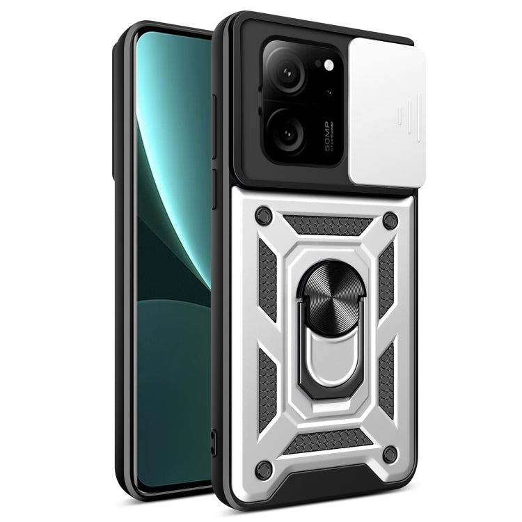 For Xiaomi 13T/13T Pro/Redmi K60 Ultra Sliding Camera Cover Design TPU Hybrid PC Phone Case(Silver) - free shipping - PMC TechLife - Order now!