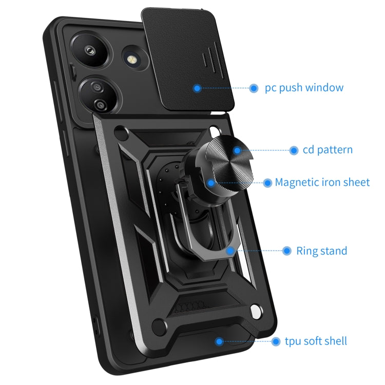 For Xiaomi Redmi 13C 4G Sliding Camera Cover Design TPU Hybrid PC Phone Case(Mint Green) - 13C Cases by PMC TechLife | Online Shopping South Africa | PMC TechLife | Buy Now Pay Later Mobicred