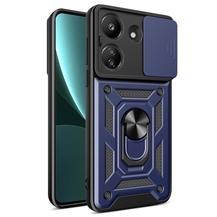 For Xiaomi Redmi 13C 4G Sliding Camera Cover Design TPU Hybrid PC Phone Case(Blue) - 13C Cases by PMC TechLife | Online Shopping South Africa | PMC TechLife | Buy Now Pay Later Mobicred