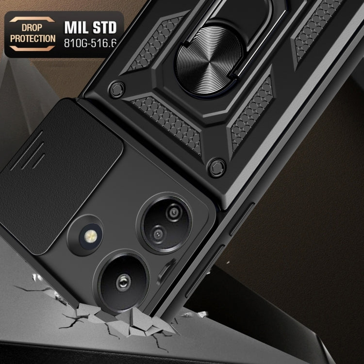 For Xiaomi Redmi 13C 4G Sliding Camera Cover Design TPU Hybrid PC Phone Case(Silver) - 13C Cases by PMC TechLife | Online Shopping South Africa | PMC TechLife | Buy Now Pay Later Mobicred