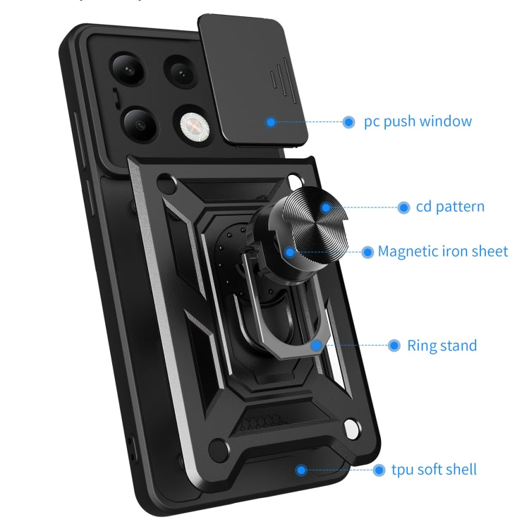 For Xiaomi Redmi Note 13 4G Global Sliding Camera Cover Design TPU Hybrid PC Phone Case(Mint Green) - Note 13 Cases by PMC TechLife | Online Shopping South Africa | PMC TechLife | Buy Now Pay Later Mobicred