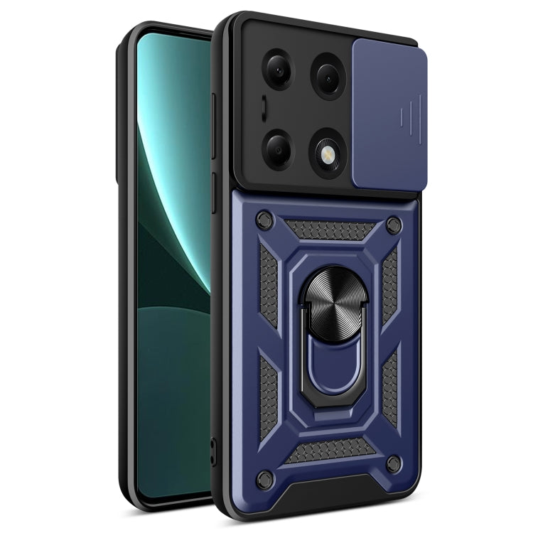 For Xiaomi Redmi Note 13 Pro 4G Global Sliding Camera Cover Design TPU Hybrid PC Phone Case(Blue) - Note 13 Pro Cases by PMC TechLife | Online Shopping South Africa | PMC TechLife | Buy Now Pay Later Mobicred