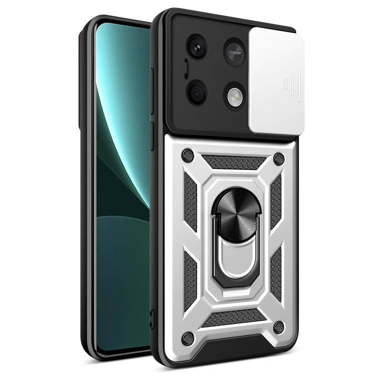 For Xiaomi Redmi Note 13 5G Sliding Camera Cover Design TPU Hybrid PC Phone Case(Silver) - Note 13 Cases by PMC TechLife | Online Shopping South Africa | PMC TechLife | Buy Now Pay Later Mobicred