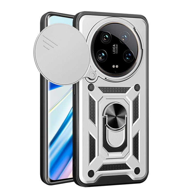 For Xiaomi 14 Ultra Sliding Camera Cover Design TPU Hybrid PC Phone Case(Silver) - free shipping - PMC TechLife - Order now!
