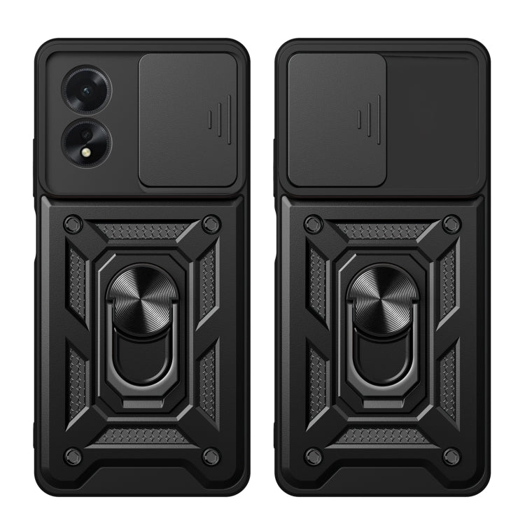 For OPPO A38 4G Global Sliding Camera Cover Design TPU Hybrid PC Phone Case(Black) - A38 Cases by PMC TechLife | Online Shopping South Africa | PMC TechLife