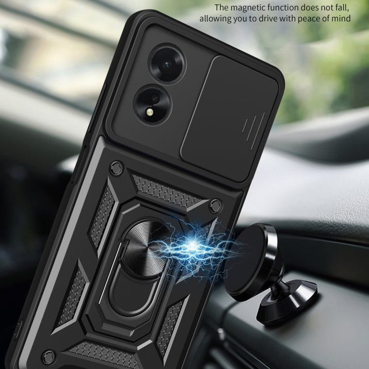 For OPPO A38 4G Global Sliding Camera Cover Design TPU Hybrid PC Phone Case(Black) - A38 Cases by PMC TechLife | Online Shopping South Africa | PMC TechLife