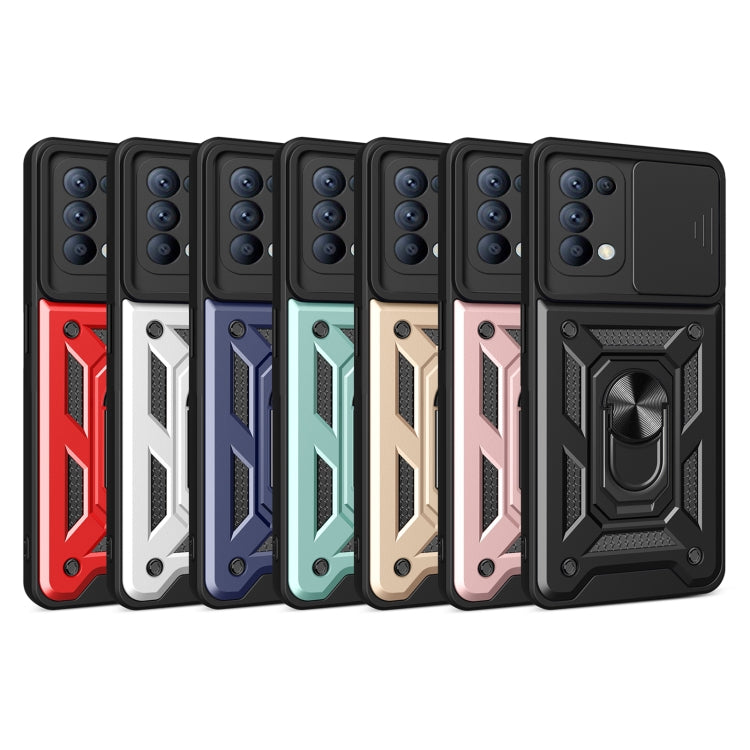 For OPPO Reno5 4G/5G Sliding Camera Cover Design TPU Hybrid PC Phone Case(Gold) - OPPO Cases by PMC TechLife | Online Shopping South Africa | PMC TechLife