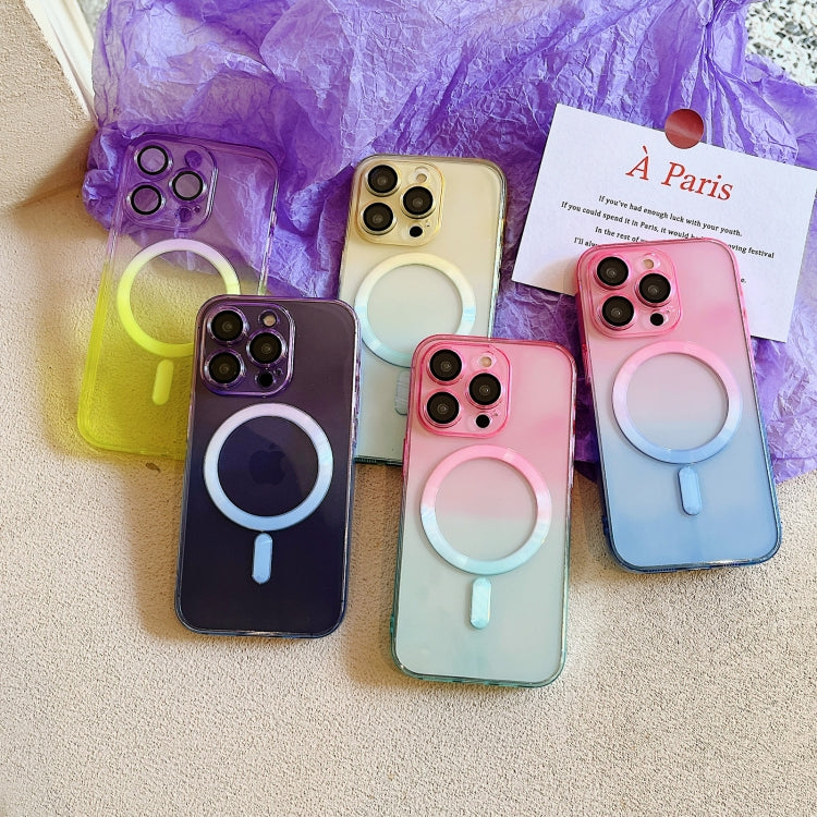 For iPhone 13 MagSafe Magnetic TPU + Acrylic Gradient Color Phone Case(Purple Yellow) - iPhone 13 Cases by PMC TechLife | Online Shopping South Africa | PMC TechLife