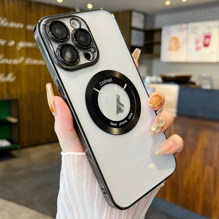 For iPhone 13 Pro Transparent Electroplated PC MagSafe Phone Case(Black) - iPhone 13 Pro Cases by PMC TechLife | Online Shopping South Africa | PMC TechLife