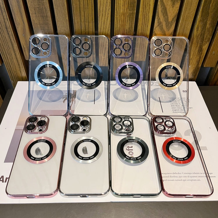 For iPhone 13 Pro Transparent Electroplated PC MagSafe Phone Case(Wine Red) - iPhone 13 Pro Cases by PMC TechLife | Online Shopping South Africa | PMC TechLife