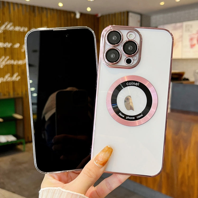 For iPhone 15 Plus Transparent Electroplated PC MagSafe Phone Case(Gold) - iPhone 15 Plus Cases by PMC TechLife | Online Shopping South Africa | PMC TechLife