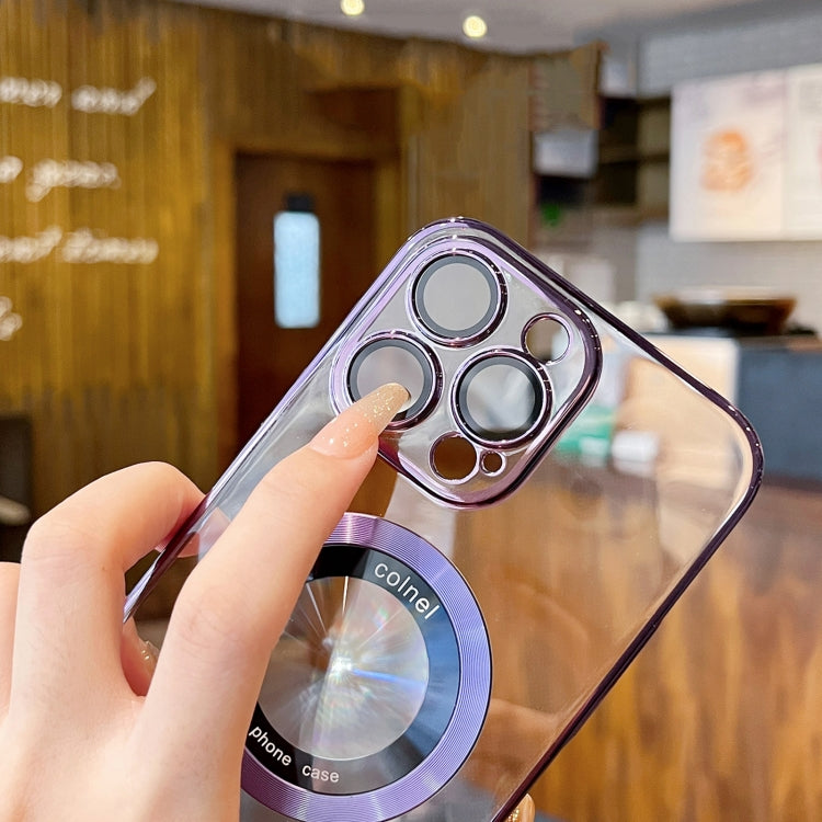 For iPhone 12 Pro Max Transparent Electroplated PC MagSafe Phone Case(Green) - iPhone 12 Pro Max Cases by PMC TechLife | Online Shopping South Africa | PMC TechLife | Buy Now Pay Later Mobicred