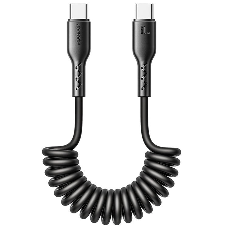 JOYROOM SA38-CC3 60W USB-C / Type-C to USB-C / Type-C Coiled Fast Charging Data Cable, Length:1.5m(Black) - free shipping - PMC TechLife - Order now!