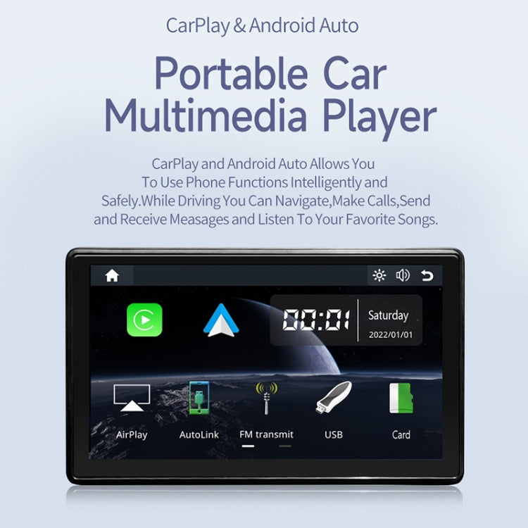 X70-1 Car 7 inch IPS Portable Smart Screen Wireless Screen Projection Carplay Android Auto(Black) - Car Monitor by PMC TechLife | Online Shopping South Africa | PMC TechLife | Buy Now Pay Later Mobicred