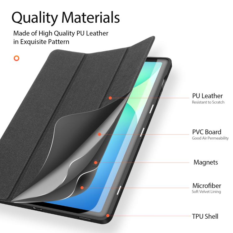 For Samsung Galaxy Tab S10 FE+ DUX DUCIS Domo Series Magnetic Flip Leather Tablet Case(Black) - free shipping - PMc TechLife - Order now!