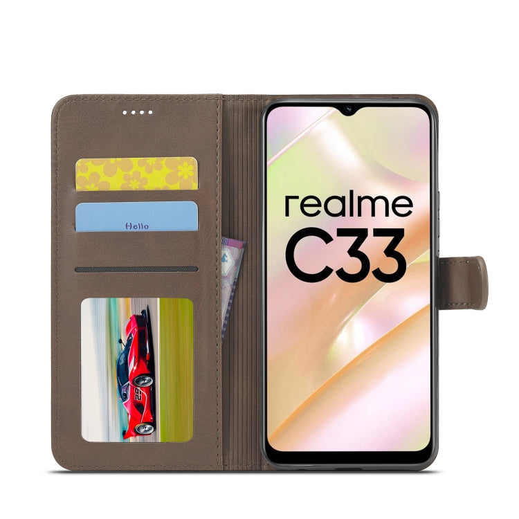 For Realme C33 2022 / C33 2023 LC.IMEEKE Calf Texture Horizontal Flip Leather Case(Brown) - Realme Cases by LC.IMEEKE | Online Shopping South Africa | PMC TechLife | Buy Now Pay Later Mobicred