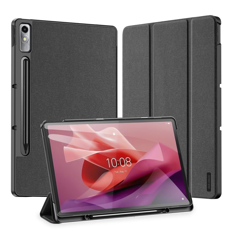 For Lenovo Tab P12 12.7 2023 DUX DUCIS Domo Series Magnetic Flip Leather Tablet Case(Black) - Lenovo by DUX DUCIS | Online Shopping South Africa | PMC TechLife | Buy Now Pay Later Mobicred