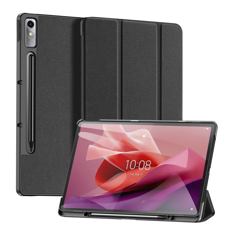 For Lenovo Tab P12 12.7 2023 DUX DUCIS Domo Series Magnetic Flip Leather Tablet Case(Black) - Lenovo by DUX DUCIS | Online Shopping South Africa | PMC TechLife | Buy Now Pay Later Mobicred