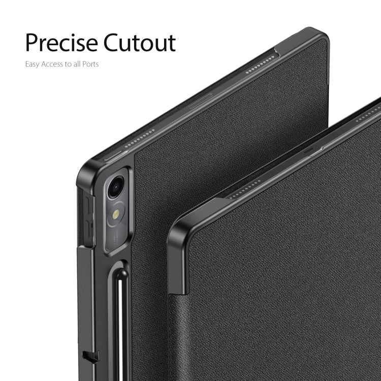 For Lenovo Tab P12 12.7 2023 DUX DUCIS Domo Series Magnetic Flip Leather Tablet Case(Black) - Lenovo by DUX DUCIS | Online Shopping South Africa | PMC TechLife | Buy Now Pay Later Mobicred