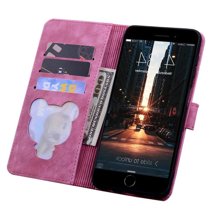 For iPhone 16e Cartoon Sakura Cat Embossed Leather Phone Case(Rose Red) - iPhone 16e Cases by PMC TechLife | Online Shopping South Africa | PMC TechLife | Buy Now Pay Later Mobicred