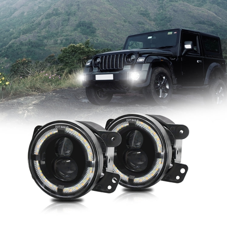 For Jeep Wrangler JK 2 Door 2007-2015 Y4 4 inch 1 Pair Light Guide Dual Lens Fog Light(Yellow White) - Fog / Driving Lights by PMC TechLife | Online Shopping South Africa | PMC TechLife | Buy Now Pay Later Mobicred