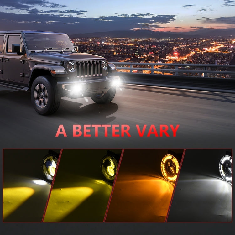 For Jeep Wrangler JK 2 Door 2007-2015 Y4 4 inch 1 Pair Light Guide Dual Lens Fog Light(Yellow White) - Fog / Driving Lights by PMC TechLife | Online Shopping South Africa | PMC TechLife | Buy Now Pay Later Mobicred
