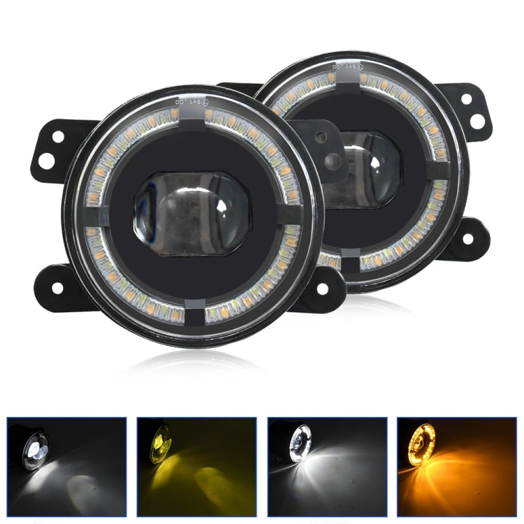 For Jeep Wrangler JK 2 Door 2007-2015 Y5 4 inch 1 Pair Light Guide Single Lens Fog Light(Yellow White) - Fog / Driving Lights by PMC TechLife | Online Shopping South Africa | PMC TechLife | Buy Now Pay Later Mobicred
