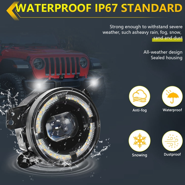 For Jeep Wrangler JK 2 Door 2007-2015 Y5 4 inch 1 Pair Light Guide Single Lens Fog Light(Yellow White) - Fog / Driving Lights by PMC TechLife | Online Shopping South Africa | PMC TechLife | Buy Now Pay Later Mobicred