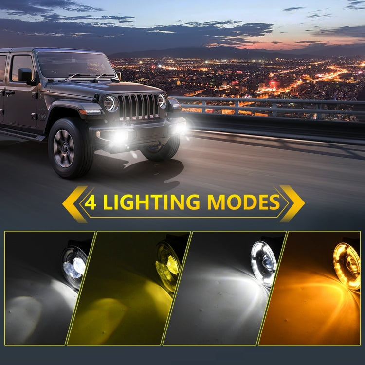 For Jeep Wrangler JK 2 Door 2007-2015 Y5 4 inch 1 Pair Light Guide Single Lens Fog Light(Yellow White) - Fog / Driving Lights by PMC TechLife | Online Shopping South Africa | PMC TechLife | Buy Now Pay Later Mobicred