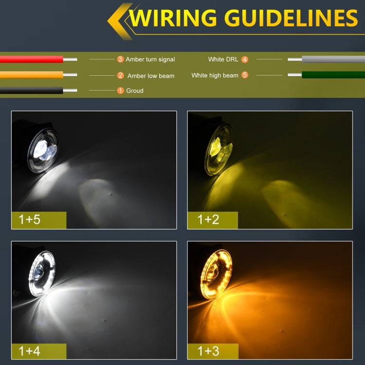 For Jeep Wrangler JK 2 Door 2007-2015 Y5 4 inch 1 Pair Light Guide Single Lens Fog Light(Yellow White) - Fog / Driving Lights by PMC TechLife | Online Shopping South Africa | PMC TechLife | Buy Now Pay Later Mobicred