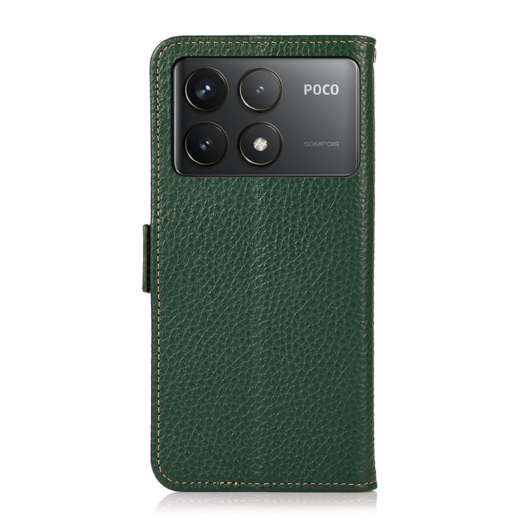 For Xiaomi Redmi K70 KHAZNEH Side-Magnetic Litchi Genuine Leather RFID Phone Case(Green) - free shipping - PMC Jewellery - Order now!