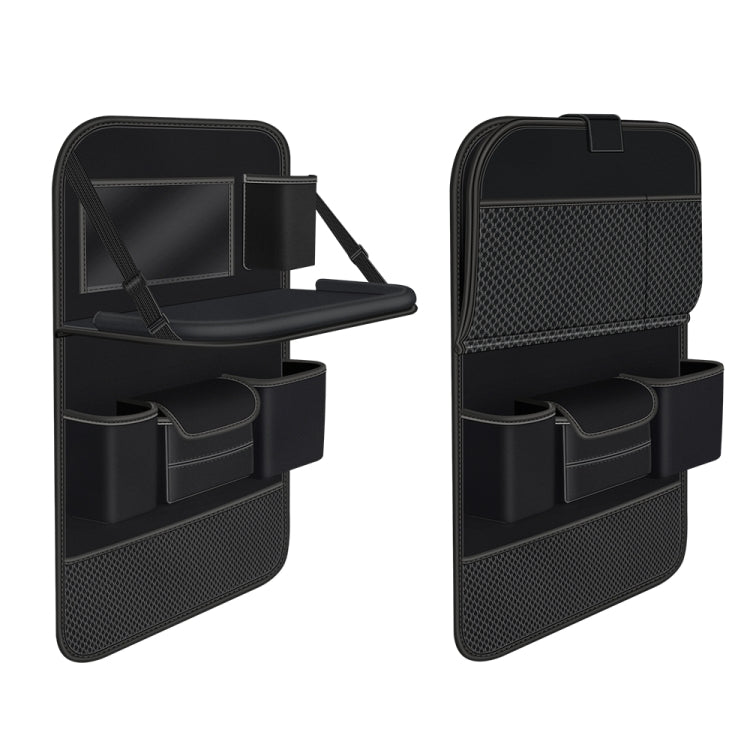 4041 Napa Texture Leather Car Seat Back Storage Bag Folding Dining Table(Black) - Stowing Tidying by PMC TechLife | Online Shopping South Africa | PMC TechLife | Buy Now Pay Later Mobicred