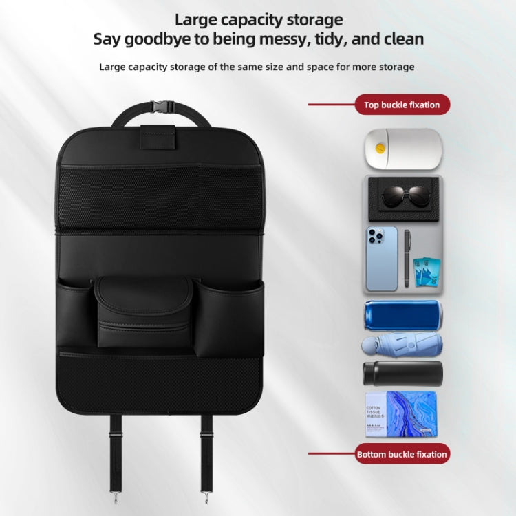 4041 Napa Texture Leather Car Seat Back Storage Bag Folding Dining Table(Grey) - Stowing Tidying by PMC TechLife | Online Shopping South Africa | PMC TechLife | Buy Now Pay Later Mobicred