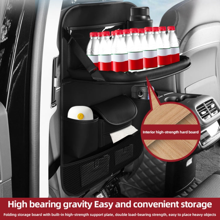 4041 Napa Texture Leather Car Seat Back Storage Bag Folding Dining Table(Grey) - Stowing Tidying by PMC TechLife | Online Shopping South Africa | PMC TechLife | Buy Now Pay Later Mobicred