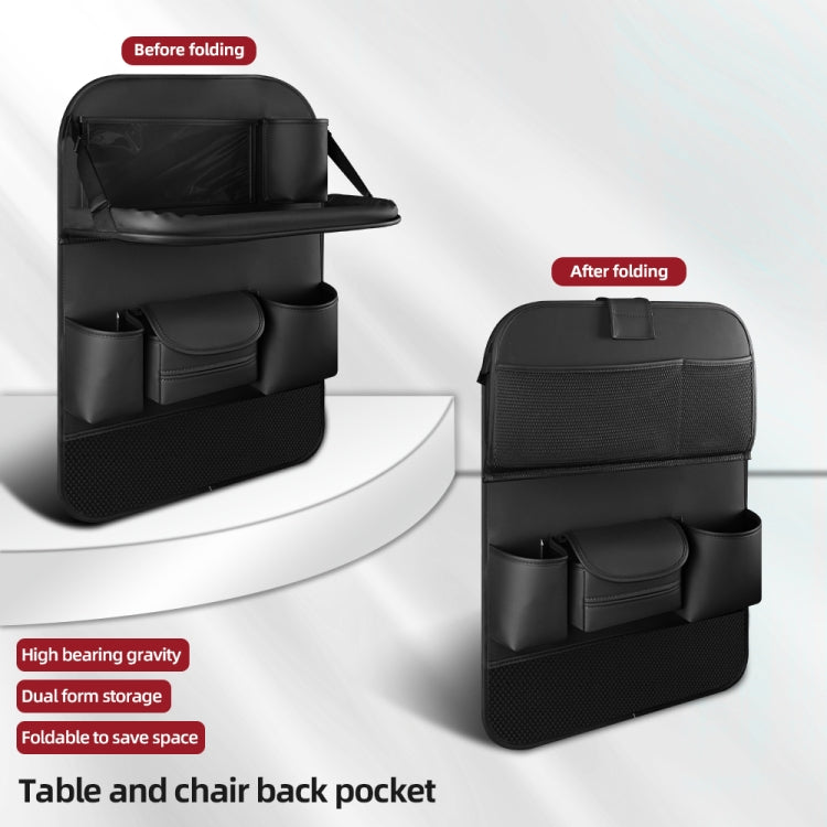 4041 Napa Texture Leather Car Seat Back Storage Bag Folding Dining Table(Grey) - Stowing Tidying by PMC TechLife | Online Shopping South Africa | PMC TechLife | Buy Now Pay Later Mobicred