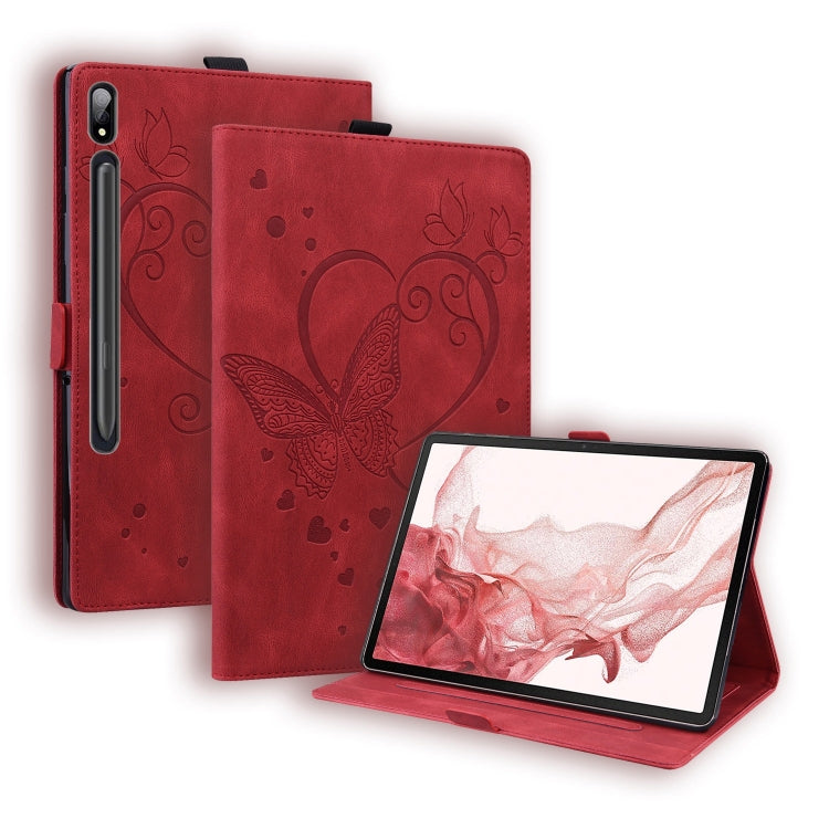 For Samsung Galaxy Tab S9 FE Love Butterfly Embossed Leather Tablet Case(Red) - free shipping - PMC Jewellery - Order now!