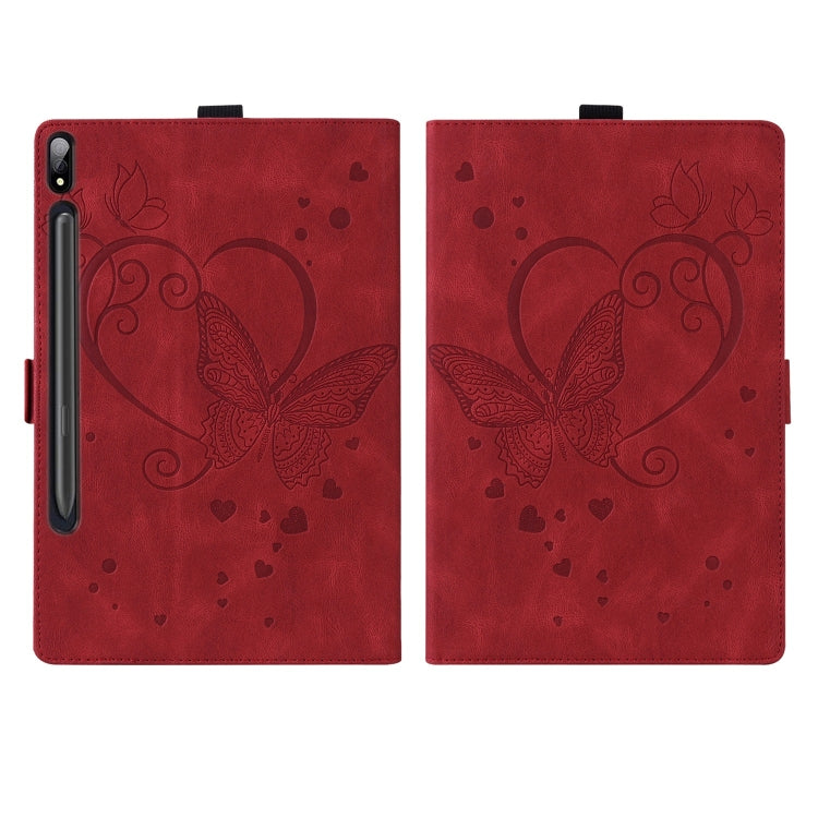 For Samsung Galaxy Tab S9 FE Love Butterfly Embossed Leather Tablet Case(Red) - free shipping - PMC Jewellery - Order now!