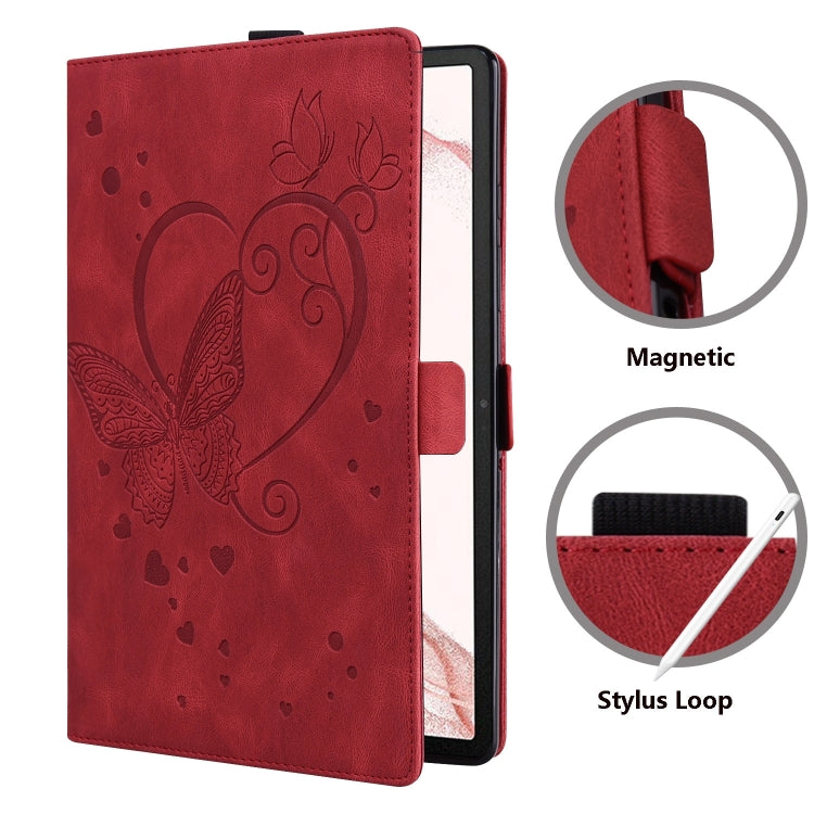 For Samsung Galaxy Tab S9 FE+ Love Butterfly Embossed Leather Tablet Case(Red) - free shipping - PMC Jewellery - Order now!