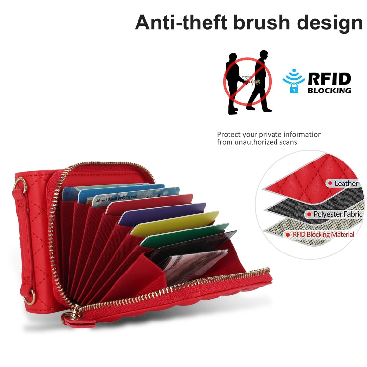 For Motorola Razr 40 Rhombic Texture Card Bag Phone Case with Dual Lanyard(Red) - Motorola Cases by PMC TechLife | Online Shopping South Africa | PMC TechLife | Buy Now Pay Later Mobicred