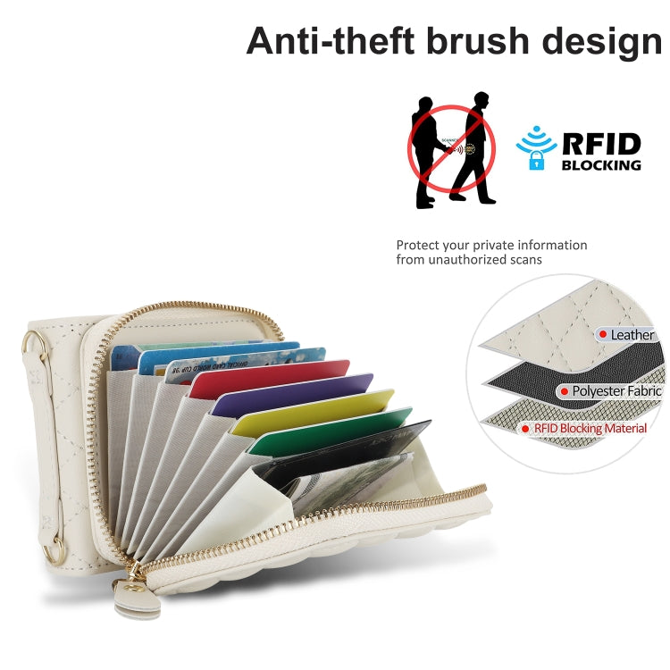 For Motorola Razr 40 Rhombic Texture Card Bag Phone Case with Dual Lanyard(White) - Motorola Cases by PMC TechLife | Online Shopping South Africa | PMC TechLife | Buy Now Pay Later Mobicred