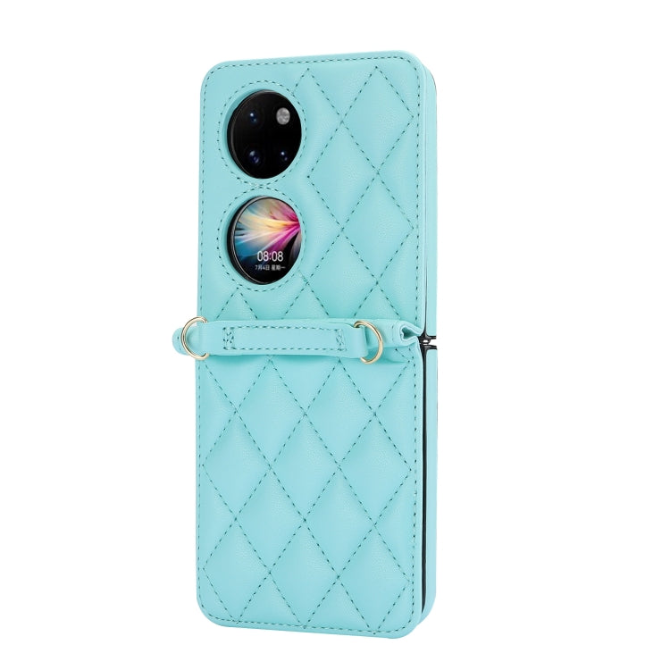 For Huawei P50 Pocket Rhombic Texture Card Bag Phone Case with Dual Lanyard(Green) - free shipping - PMC TechLife - Order now!