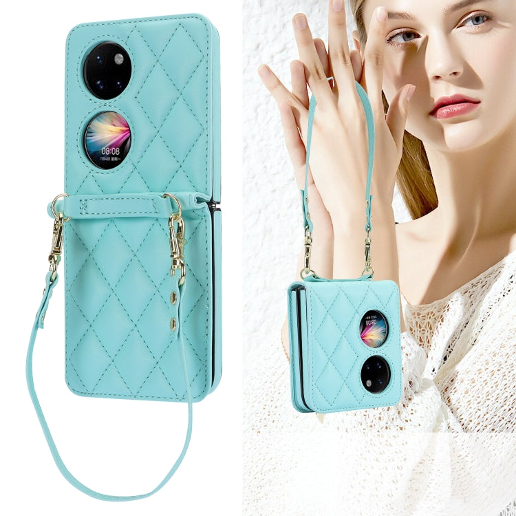 For Huawei P50 Pocket Rhombic Texture Card Bag Phone Case with Dual Lanyard(Green) - free shipping - PMC TechLife - Order now!