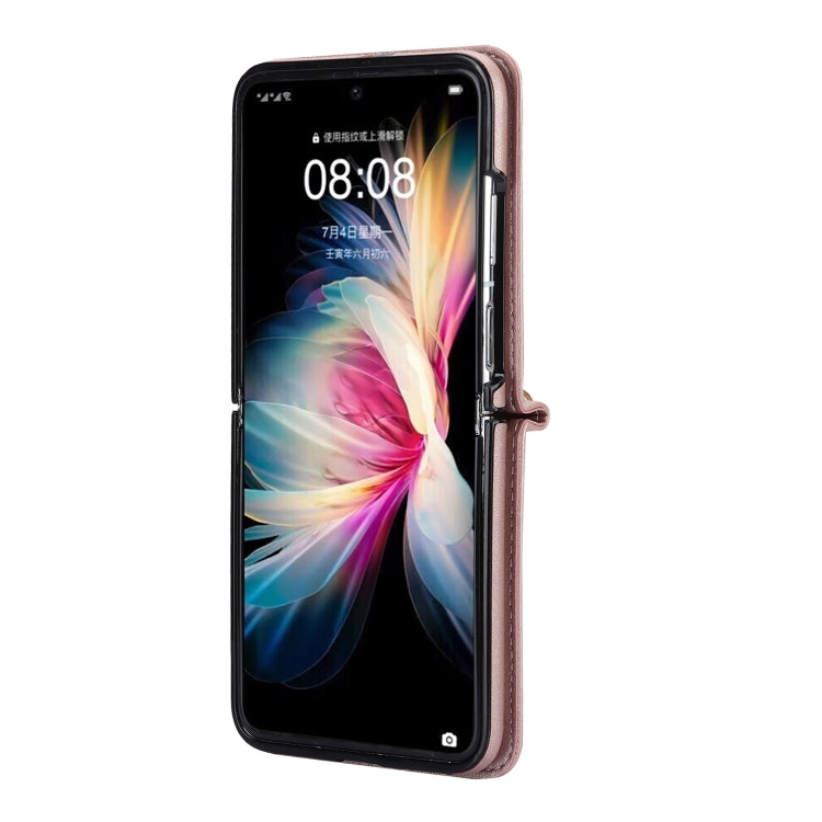 For Huawei P50 Pocket Rhombic Texture Card Bag Phone Case with Dual Lanyard(Rose Gold) - Huawei Cases by PMC TechLife | Online Shopping South Africa | PMC TechLife | Buy Now Pay Later Mobicred