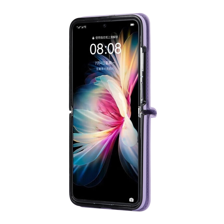 For Huawei P50 Pocket Rhombic Texture Card Bag Phone Case with Dual Lanyard(Purple) - Huawei Cases by PMC TechLife | Online Shopping South Africa | PMC TechLife | Buy Now Pay Later Mobicred
