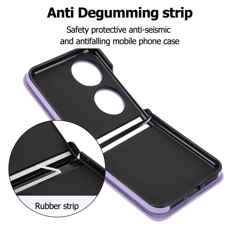 For Huawei P50 Pocket Rhombic Texture Card Bag Phone Case with Dual Lanyard(Purple) - Huawei Cases by PMC TechLife | Online Shopping South Africa | PMC TechLife | Buy Now Pay Later Mobicred