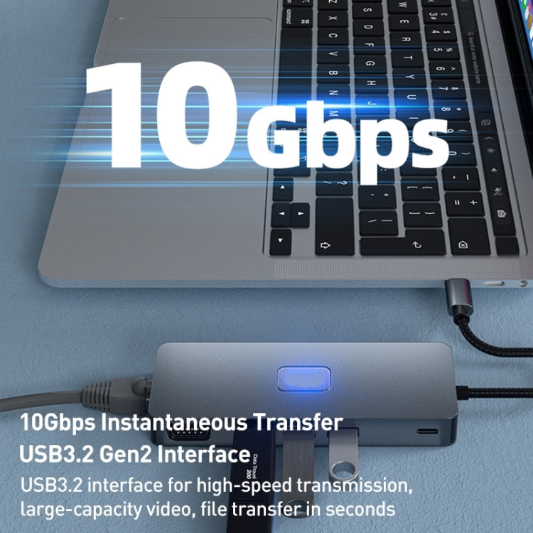 BYL-2309 Type-C to HDMI 4K 60Hz + DP HD + VGA + RJ47 + USB3.2 + Audio 3.5mm + PD100W + SD + TF Docking Station HUB - USB HUB by PMC Jewellery | Online Shopping South Africa | PMC Jewellery | Buy Now Pay Later Mobicred